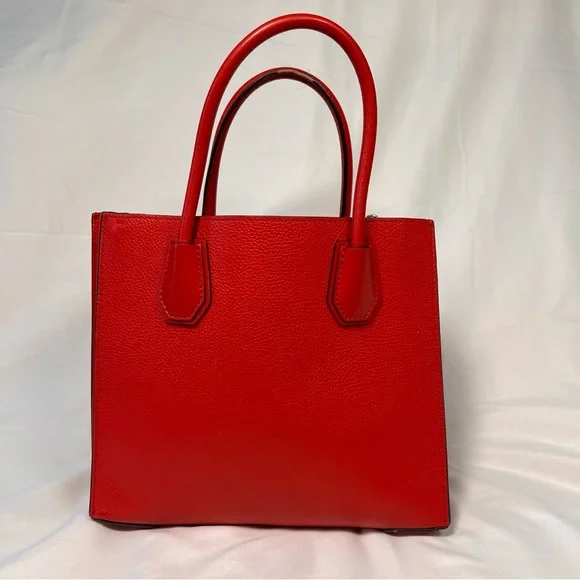 Michael Kors Bright Red Leather Tote HangBag Purse - Picture 2 of 8
